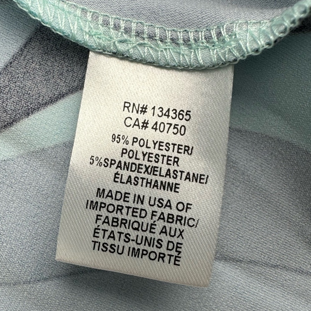 DAVID MEISTER womens large fluid knit blue retro print off the shoulder top NWT - Picture 8 of 8